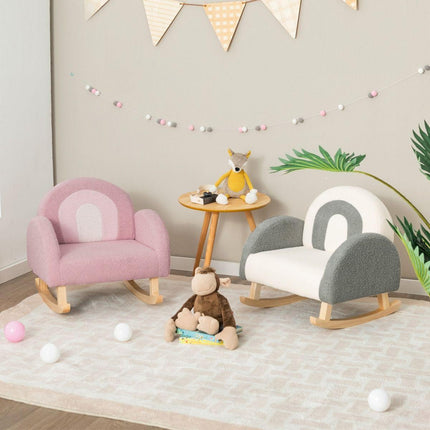 Trendmix Kinderschommelstoel Teddy Roze – Ergonomisch – Voor Kind 3-5 Jaar – Houten Schommelstoel – 50,8 × 49,5 × 50,8 cm