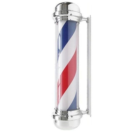 Gabbiano Barbershop Wandlamp – Grote Zilveren Barber Pole met LED Verlichting – Draaibare Kapperslamp voor aan de Wand