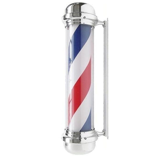 Gabbiano Barbershop Wandlamp – Grote Zilveren Barber Pole met LED Verlichting – Draaibare Kapperslamp voor aan de Wand