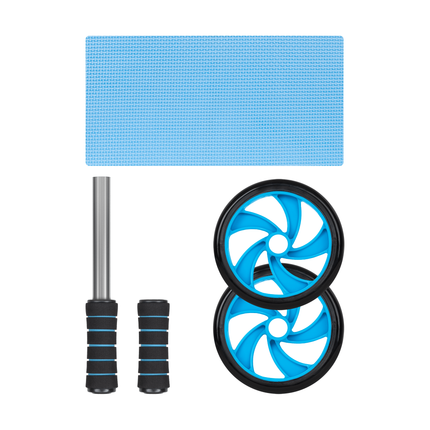 Rebel Active Fitness Roller Ab Roller Dubbel Wiel - Buikspierwiel - Trainingswiel - Incl Kniemat - Ab Wheel - Buikspierwiel - Zwart