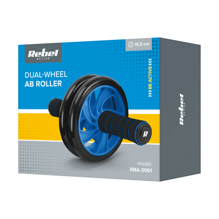 Rebel Active Fitness Roller Ab Roller Dubbel Wiel - Buikspierwiel - Trainingswiel - Incl Kniemat - Ab Wheel - Buikspierwiel - Zwart