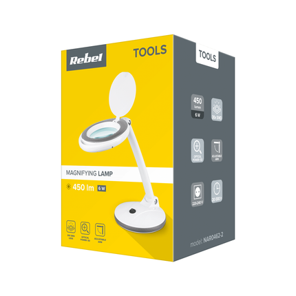 Rebel tools lamp met vergrootglas voor een tafel 5D 6W NAR0462-2