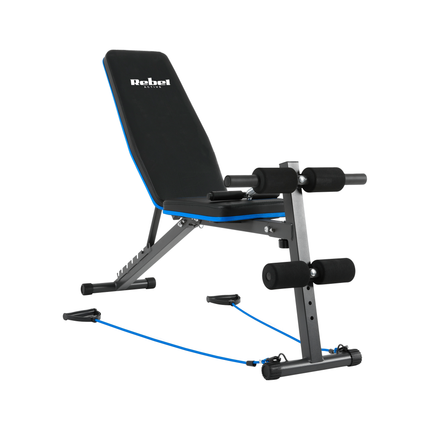 Rebel Active Schuine Trainingsbank met Beensteunen en Weerstandsbanden - Fitnessbank - Verstelbare Trainingsbank - Bench Press - Halterbank