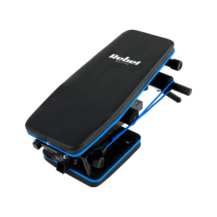 Rebel Active Schuine Trainingsbank met Beensteunen en Weerstandsbanden - Fitnessbank - Verstelbare Trainingsbank - Bench Press - Halterbank