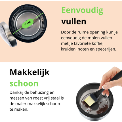 Brock Elektrische Koffiemolen 150W Zilver – Voor Koffiebonen, Kruiden, Noten & Specerijen – Stil, Snel & BPA-vrij – RVS Mes