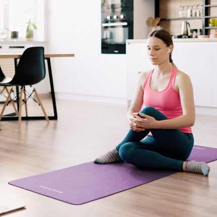 Rebel Active Gymnastiekmat voor Yoga, Pilates, Fitness 183 x 61cm -  1,5cm extra dik - Yoga- en Fitnessmat - Paars