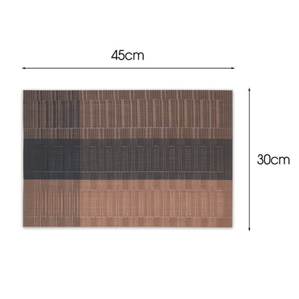 Placemats Set 6 Stuks 30x45 cm – Afwasbare Kunststof Placemats – Hittebestendige Tafelmatten – Bruin Zwart