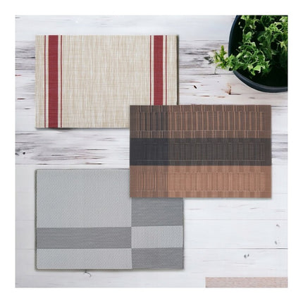 Placemats Set 6 Stuks 30x45 cm – Zwart met Witte Strepen – Afwasbare Kunststof Placemats – Hittebestendig