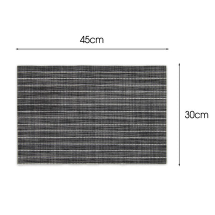 Placemats Set 6 Stuks 30x45 cm – Antraciet Grijs Gestreept – Afwasbare Kunststof Placemats – Hittebestendig