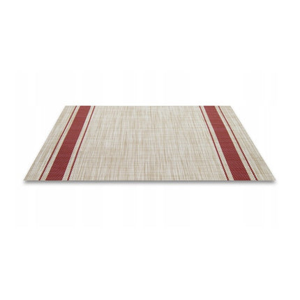 Placemats Set 6 Stuks 30x45 cm – Beige met Rode Strepen – Afwasbare Kunststof Placemats – Hittebestendig
