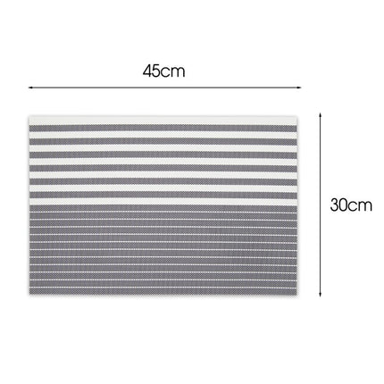 Placemats Set 6 Stuks 30x45 cm – Wit Grijs Gestreept – Afwasbare Kunststof Placemats – Hittebestendig