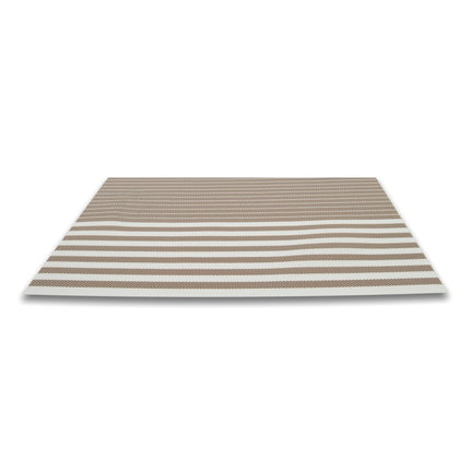 Placemats Set 6 Stuks 30x45 cm – Taupe Bruin Gestreept – Afwasbare Kunststof Placemats – Hittebestendig