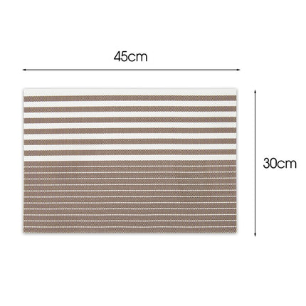 Placemats Set 6 Stuks 30x45 cm – Taupe Bruin Gestreept – Afwasbare Kunststof Placemats – Hittebestendig