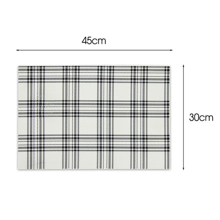 Placemats Set 6 Stuks 30x45 cm – Wit Zwart Geruit – Afwasbare Kunststof Placemats – Hittebestendig