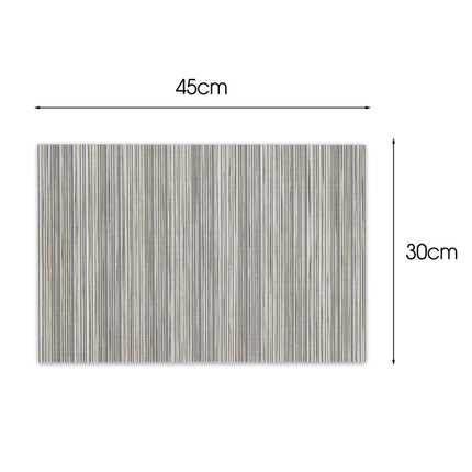 Placemats Set 6 Stuks 30x45 cm – Beige Zwart Gestreept – Afwasbare Kunststof Placemats – Hittebestendig