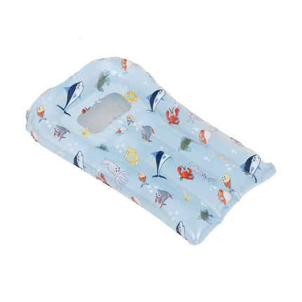 SunClub Opblaasbaar Kinderluchtbed Met Kijkvenster – Zeeleven Print – 68 x 41 cm – Voor Kinderen 3-6 Jaar