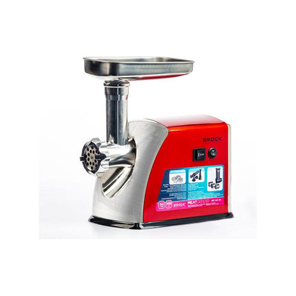 BROCK 3-in-1 Elektrische Vleesmolen 1400W – Professionele Gehaktmolen met RVS Behuizing & Accessoires – Rood