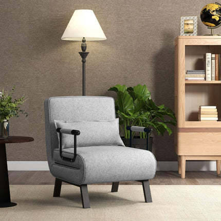 Trendmix 4-in-1 Slaapstoel Lichtgrijs – Inklapbare Slaapbank – Verstelbare Rugleuning – Slaapfauteuil 1 Persoon – Tot 150 kg Draagvermogen