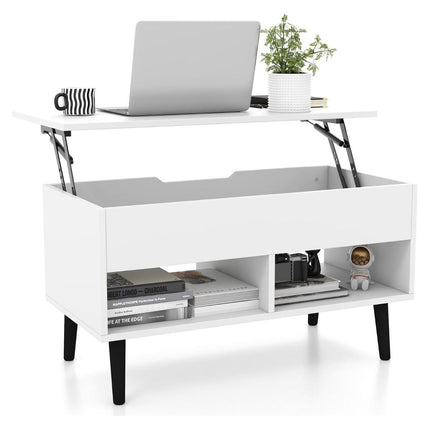 Trendmix Multifunctionele Salontafel Uitklapbaar Wit - Lift-Top Koffietafel - Verstelbare Woonkamer Tafel 80 x 40 x 44,5 cm