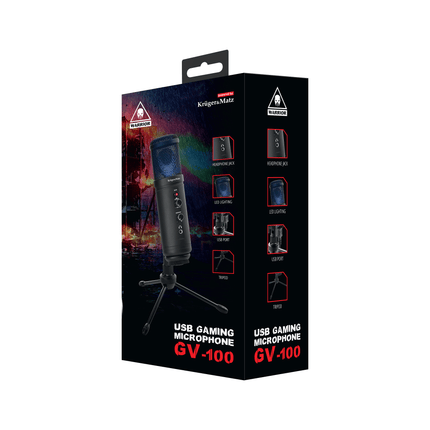 Krüger&Matz KM0765 - Warrior GV-100 Gaming en/of vlogmicrofoon, zwart