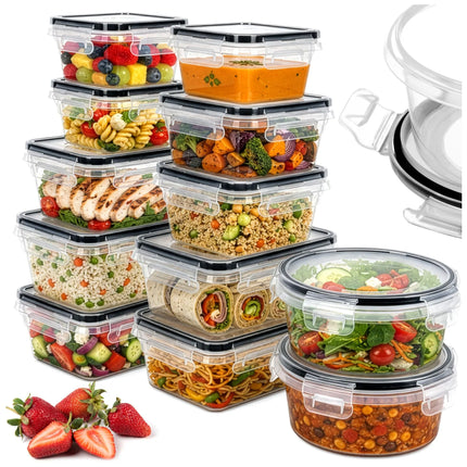 Vershoudbakjes Set 12 Stuks – Meal Prep Bakjes met Deksel – 350 ml tot 1 Liter