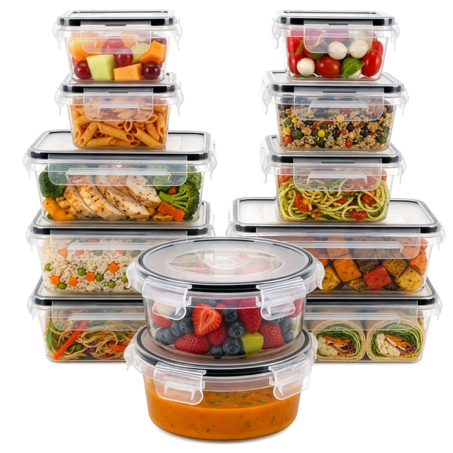 Vershoudbakjes Set 12 Stuks – Meal Prep Bakjes met Deksel – 350 ml tot 1 Liter
