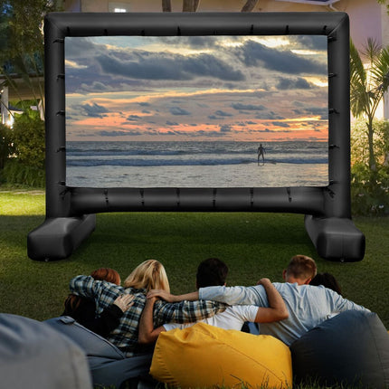 Trendmix HD 4K Opblaasbaar Projectiescherm - 16:9 Dubbelzijdig Buitenprojectiescherm - 327,5 x 119 x 266 cm Zwart