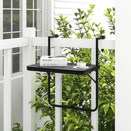 Opklapbare Balkontafel voor Reling – Hangtafel Balkon – In Hoogte Verstelbaar – Opvouwbare Balkontafel – 60 x 40 cm – Zwart