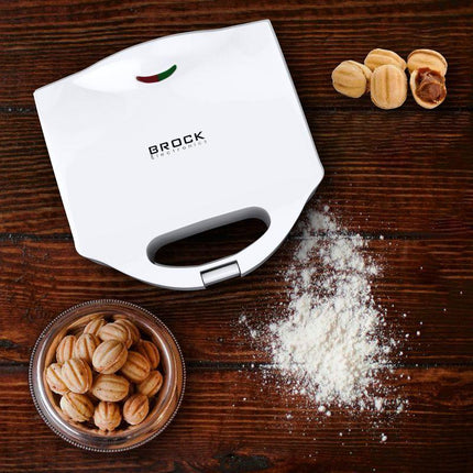 Brock Elektrische Notenkoekjes Maker 750W – Oreshki / Walnootkoekjes Maker – Voor 12 Halve Schelpen – Instelbare Temperatuur & Antiaanbaklaag