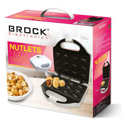 Brock Elektrische Notenkoekjes Maker 750W – Oreshki / Walnootkoekjes Maker – Voor 12 Halve Schelpen – Instelbare Temperatuur & Antiaanbaklaag