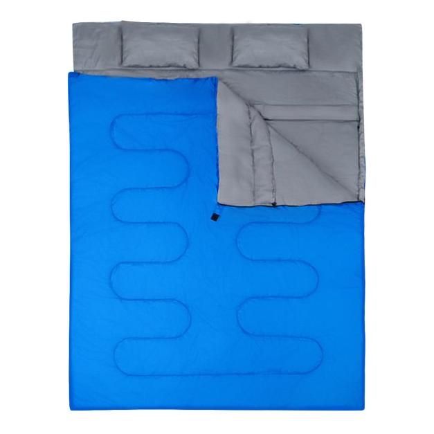 Trendmix Dubbele Slaapzak 2-in-1 Blauw – Waterdicht – Inclusief 2 Kussens & Draagtas – 220x150 cm – Voor Kamperen & Outdoor