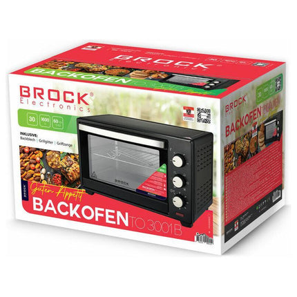 BROCK Elektrische Mini Oven 30L – Vrijstaande Convectie Oven met Grill – 1600W – Compacte Bakoven – Zwart