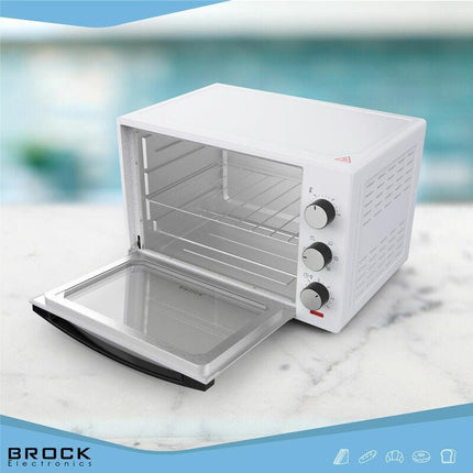 Brock 30L Heteluchtoven met Grill & Timer - 1600W Vrijstaande Mini Oven voor Thuisgebruik – Wit