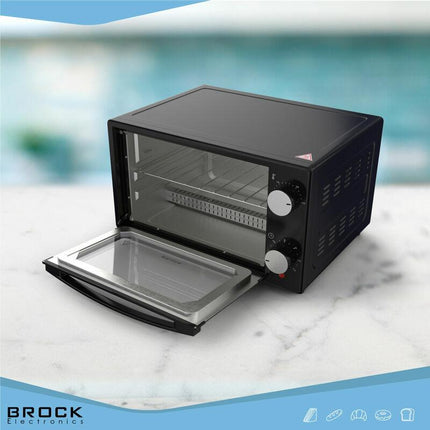 BROCK Elektrische Mini Oven 9L – Vrijstaande Compacte Oven – 650W – 100-230°C – Kleine Bakoven voor Camping of Keuken – Zwart