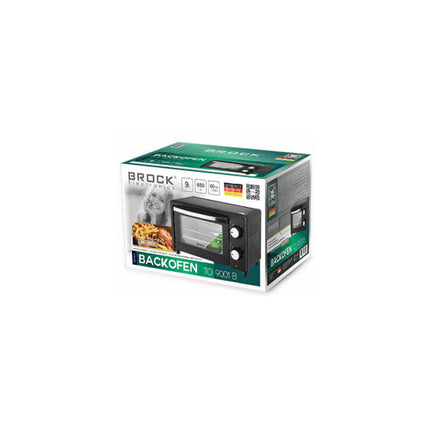 BROCK Elektrische Mini Oven 9L – Vrijstaande Compacte Oven – 650W – 100-230°C – Kleine Bakoven voor Camping of Keuken – Zwart