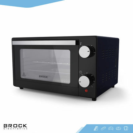 BROCK Elektrische Mini Oven 9L – Vrijstaande Compacte Oven – 650W – 100-230°C – Kleine Bakoven voor Camping of Keuken – Zwart