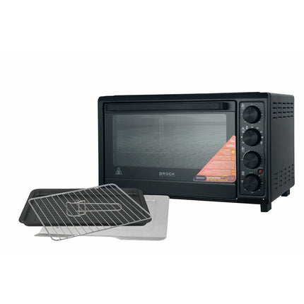 BROCK Elektrische Mini Oven 50L met 2 Keramische Kookplaten – 1800W Vrijstaande Combi Convectie Oven met Grill – Zwart