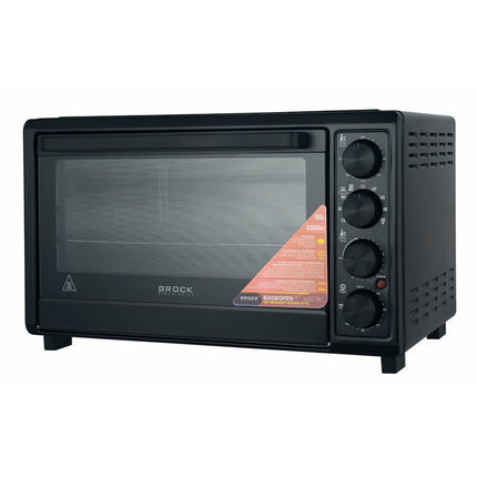 BROCK Elektrische Mini Oven 50L met 2 Keramische Kookplaten – 1800W Vrijstaande Combi Convectie Oven met Grill – Zwart