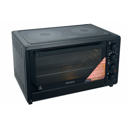 BROCK Elektrische Mini Oven 50L met 2 Keramische Kookplaten – 1800W Vrijstaande Combi Convectie Oven met Grill – Zwart