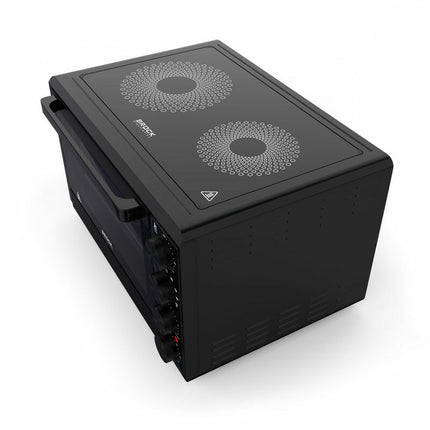 BROCK Elektrische Mini Oven 50L met 2 Keramische Kookplaten – 1800W Vrijstaande Combi Convectie Oven met Grill – Zwart