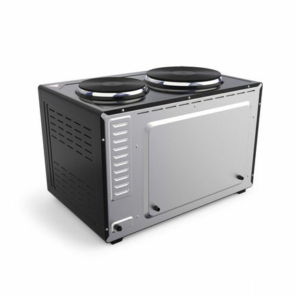 BROCK Elektrische Mini Oven 30L met 2 Kookplaten – Combi Convectieoven & Grill – 1600W – Vrijstaande Compacte Oven voor Keuken of Camping – Zwart