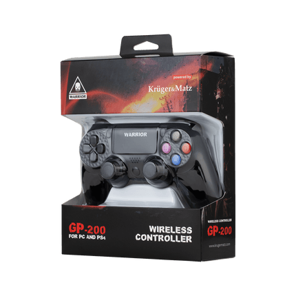2de kansje Krüger & Matz Warrior GP-200 Draadloze controller voor PS4 en PC zwart KM0771