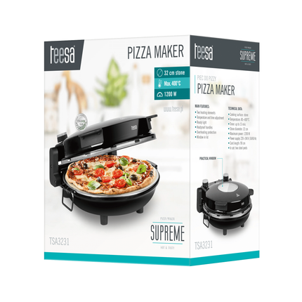 Teesa Supreme Pizzaoven - Thuis Zelfgemaakte Pizza Maken - Zwart