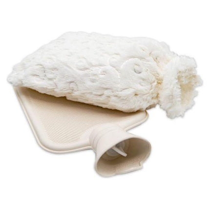 Tragar Warmwaterkruik 2L – Witte Fluffy Hoes – Natuurlijk Rubber – Lekvrij & Warmtekruik voor Pijnverlichting