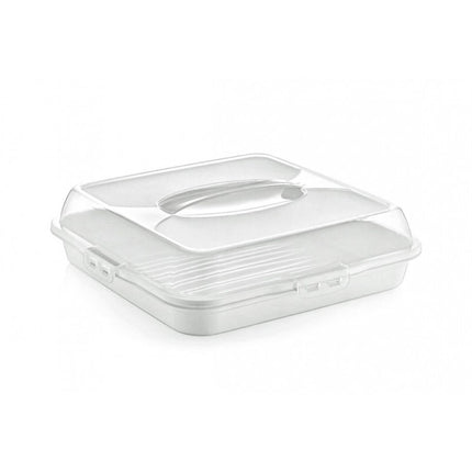 Lock & Fresh Vierkante Taartdoos 35 cm – Cake Bewaar- en Transportbox Met Deksel en Handgrepen – Clipafsluiting – Voor Cake, Taart en Gebak – Assorti