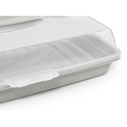 Lock & Fresh Vierkante Taartdoos 35 cm – Cake Bewaar- en Transportbox Met Deksel en Handgrepen – Clipafsluiting – Voor Cake, Taart en Gebak – Assorti