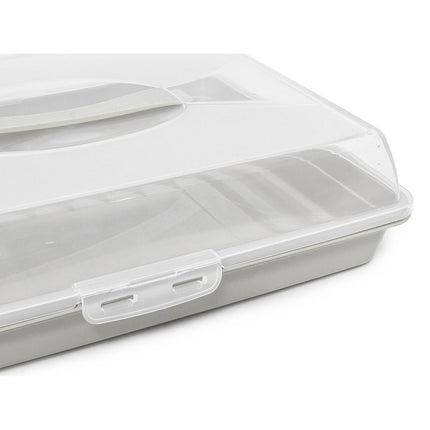 Lock & Fresh Vierkante Taartdoos 35 cm – Cake Bewaar- en Transportbox Met Deksel en Handgrepen – Clipafsluiting – Voor Cake, Taart en Gebak – Assorti