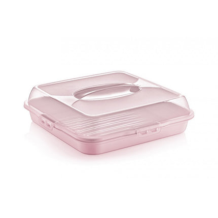 Lock & Fresh Vierkante Taartdoos 35 cm – Cake Bewaar- en Transportbox Met Deksel en Handgrepen – Clipafsluiting – Voor Cake, Taart en Gebak – Assorti