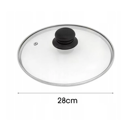 Pannendeksel 28 cm van Glas – Universeel Glazen Deksel voor Koekenpan, Hapjespan, Wok en Kookpan