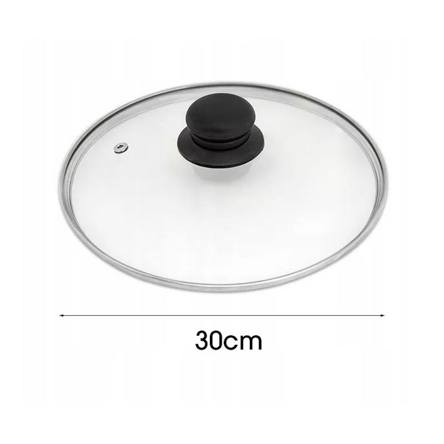 Pannendeksel 30 cm van Glas – Universeel Glazen Deksel voor Grote Koekenpan, Wok, Hapjespan en Kookpan